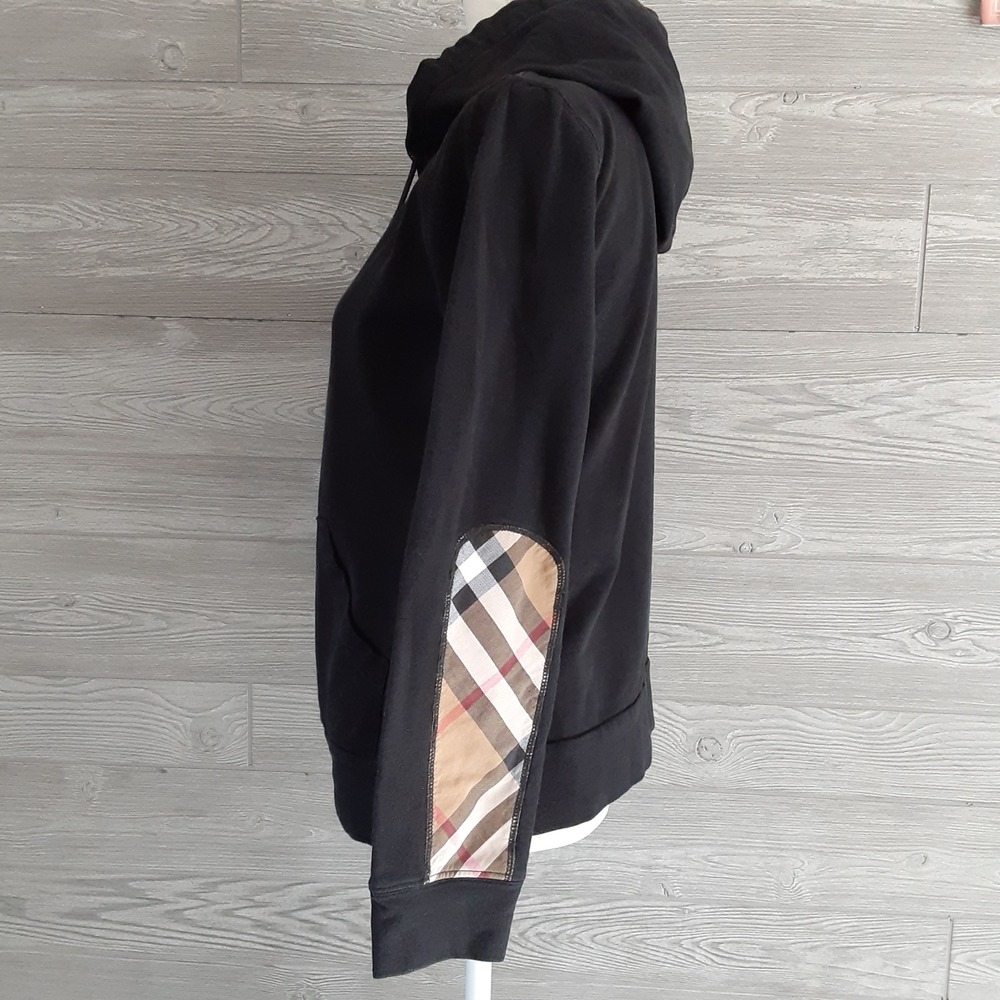 Burberry London Nova Check Zip Up Hoodie Elbow Patch Embroidered Logo RARE  Sz L - Picture 9 of 16